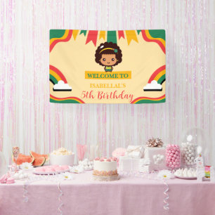 Niedliche afroamerikanische Mädels Geburtstagspart Banner