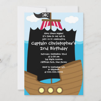 Niedliche ahoi Kamerad-Piraten-Geburtstags-Party Einladung