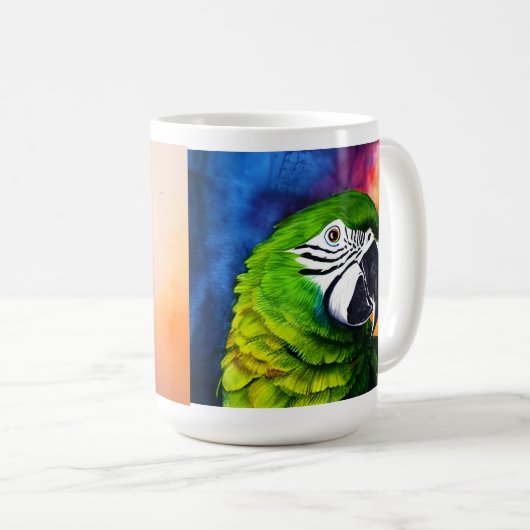 Niedliche AI-Generierte Papageien Kaffeetasse (VorderseiteRechts)