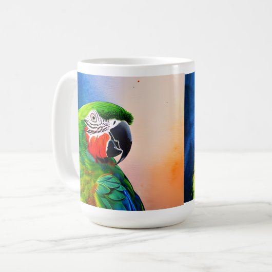 Niedliche AI-Generierte Papageien Kaffeetasse (Vorderseite Links)