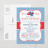 Niedliche Airplane-Baby-Dusche Einladungspostkarte (Vorne/Hinten)