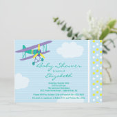 Niedliche Airplane Boy Baby Shower Einladung (Stehend Vorderseite)