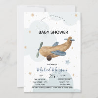 Niedliche Airplane Tower Clouds Babydusche