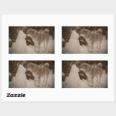 niedliche akita kissende Schneemann akita Foto Wei Rechteckiger Aufkleber (Blatt)