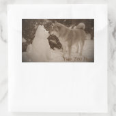 niedliche akita kissende Schneemann akita Foto Wei Rechteckiger Aufkleber (Tasche)