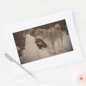 niedliche akita kissende Schneemann akita Foto Wei Rechteckiger Aufkleber (Umschlag)