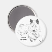Niedliche Akita mit Teddy Bären Hund Porträt Kunst Magnet (Vorderseite/Rückseite)