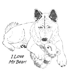 Niedliche Akita zeichnend und Teddy Bären Hund Por Reisebecher