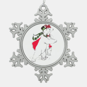 Niedliche Alaska Wildlife Weihnachtsschneeflocke O Schneeflocken Zinn-Ornament