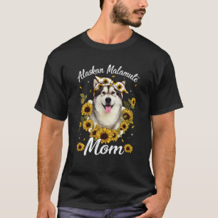 Niedliche Alaskan Malamute Mama Sonnenblume Hund M T-Shirt