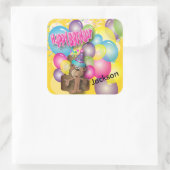 Niedliche Alberne Affengelbe Geburtstagspartei Quadratischer Aufkleber (Tasche)