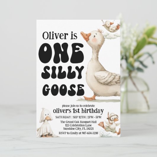 niedliche Alberne Gänse ,Eine Alberne Gans 1. Part Einladung (Stehend Vorderseite)
