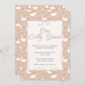 Niedliche Alberne Gänse Erster Geburtstag Einladun Einladung (Vorne/Hinten)