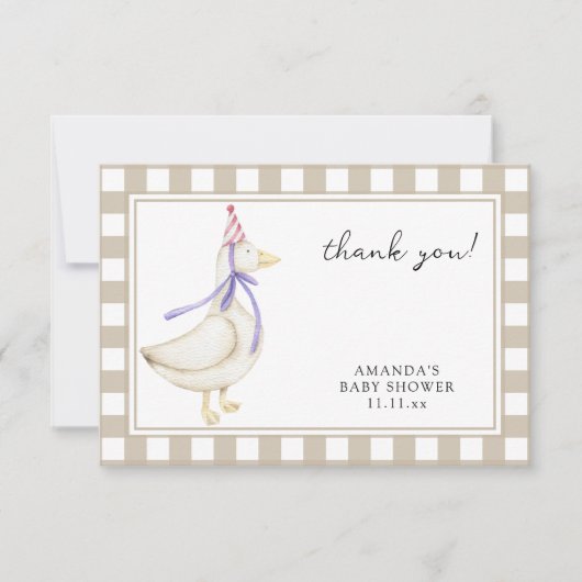 Niedliche alberne Gänsedusche Danke (Vorderseite)