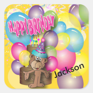 Niedliche Alberne MondGeburtstagsparty Quadratischer Aufkleber