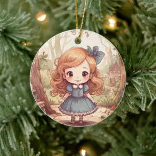 Niedliche Alice Abenteuer Wunderland Wald Kunst Keramik Ornament