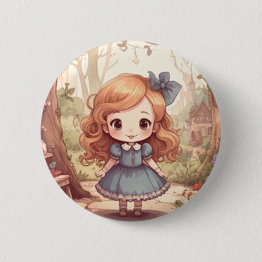 Niedliche Alice Abenteuer Wunderland Waldland Kuns Button (Vorderseite)