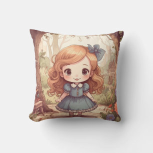 Niedliche Alice Abenteuer Wunderland Waldland Kuns Kissen