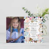 Niedliche Alice im Wunderland Geburtstag Tee Party Einladung (Stehend Vorderseite)