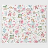 Niedliche Alice im Wunderland Mad Hatter Tee Party Geschenkpapier (Flach)