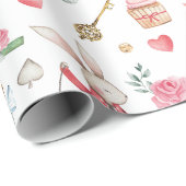 Niedliche Alice im Wunderland Mad Hatter Tee Party Geschenkpapier (Rolleneckpunkt)