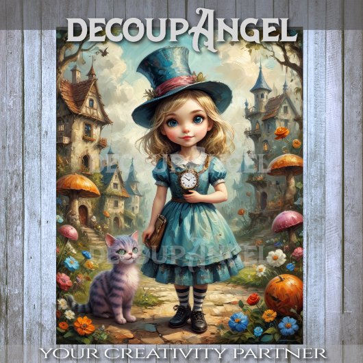 Niedliche Alice im Wunderland und Cheshire Cat Dec Seidenpapier