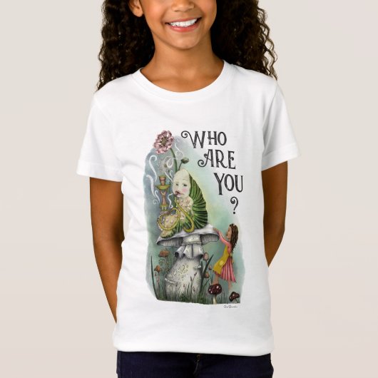 Niedliche Alice im Wunderland und Raupe Art T-Shirt (Vorderseite)