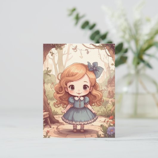 Niedliche Alice im Wunderland Whimsical Woodland A Postkarte (Stehend Vorderseite)