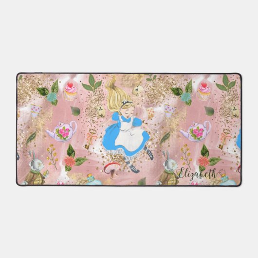 Niedliche Alice's Adventures in Wonderland Glitzer Schreibtischunterlage (Vorderseite)