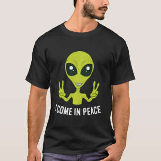 Niedliche Alien I come in Peace Space Rave Edm Mus T-Shirt