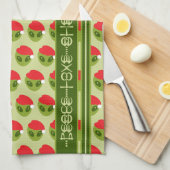 Niedliche Alien in Weihnachtsmannmütze Motiv Ihren Geschirrtuch (Viertel Falte)