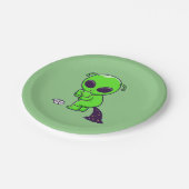 Niedliche Alien kacke Raum Pappteller (Schrägansicht)