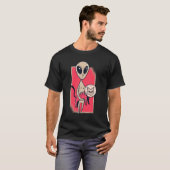 Niedliche Alien mit einer Katze für Haustiere T-Shirt (Vorne ganz)