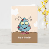 Niedliche Alien Monster Happy Birthday Personalisi Karte (Gelbe Blume)
