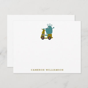 Niedliche Alien Racing Scooter Personalisiert Stat Dankeskarte