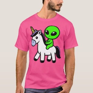 Niedliche Alien Riding Unicorn T-Shirt