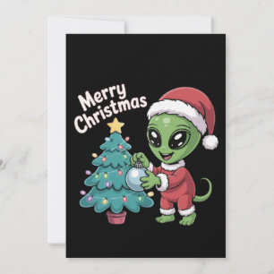 Niedliche Alien Santa Claus Funny Weihnachtsfeiert Feiertagskarte