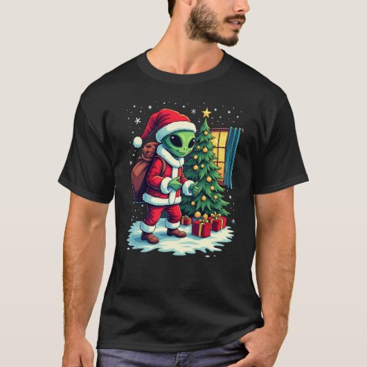 Niedliche Alien Santa T-Shirt - Lieferung von Weih (Vorderseite)