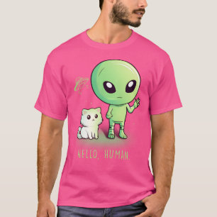 Niedliche Alien Ufo Extraterrestrial Kitty T-Shirt