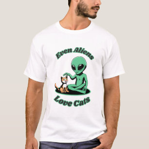 Niedliche Alien und Niedliche Katze. Funny Animal T-Shirt