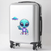 Niedliche Alien und Raumfahrt Aufkleber (Koffer)