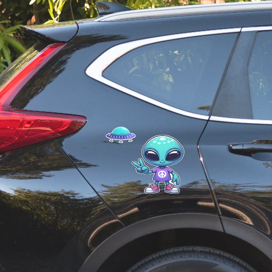 Niedliche Alien und Raumfahrt Aufkleber (Auto Seite)