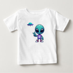 Niedliche Alien und Raumfahrt Baby T-shirt