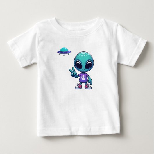 Niedliche Alien und Raumfahrt Baby T-shirt (Vorderseite)