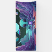 Niedliche Alien und Raumfahrt Banner (Vertikal)