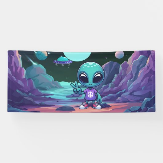 Niedliche Alien und Raumfahrt Banner (Horizontal)