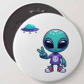 Niedliche Alien und Raumfahrt Button (Vorne & Hinten)