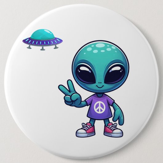 Niedliche Alien und Raumfahrt Button (Vorderseite)