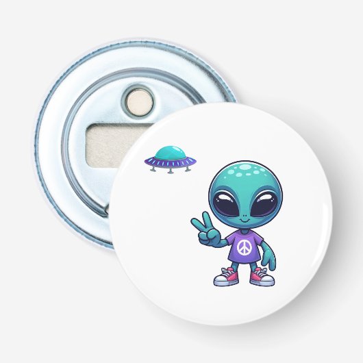 Niedliche Alien und Raumfahrt Flaschenöffner (Vorderseite)