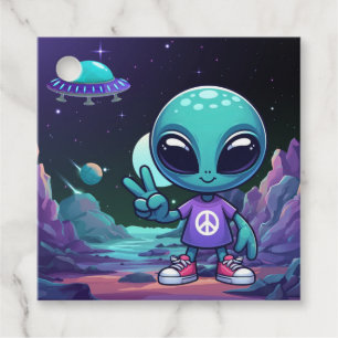 Niedliche Alien und Raumfahrt Geschenkanhänger